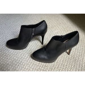 Vince Camuto Elvin Black Leather Ankle Boots Stiletto 10 42 Zipper